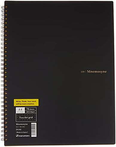 Maruman MNEMOSYNE Notebook 11.69 x 8.66 Inches (A4), 5mm dot grid, 70 Sheets (N109), white