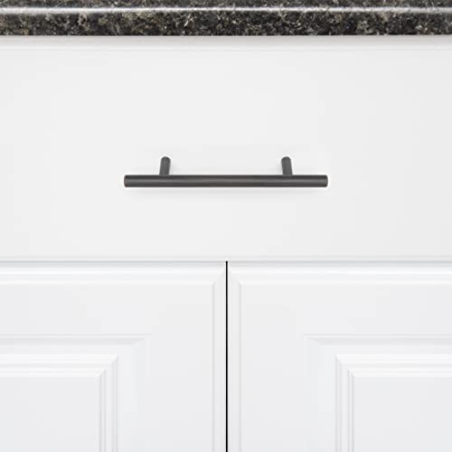 Image of South Main Hardware Euro Bar Cabinet Drawer Pull Handle (3 /8 inch Diameter), 5.88 inch Length (3.5 inch Hole Center), Oil Rubbed Bronze, Mounting Hardware Included, 10-Pack