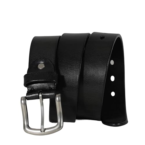 Genuine Cowhide Leather Belt, 38mm Width, Vintage Style with Antique Buckle, Dark Brown2