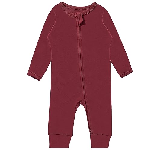 Image of GUISBY Rayon Baby Pajamas, Long Sleeve Footless Rompers, 2 Way Zipper Sleeper
