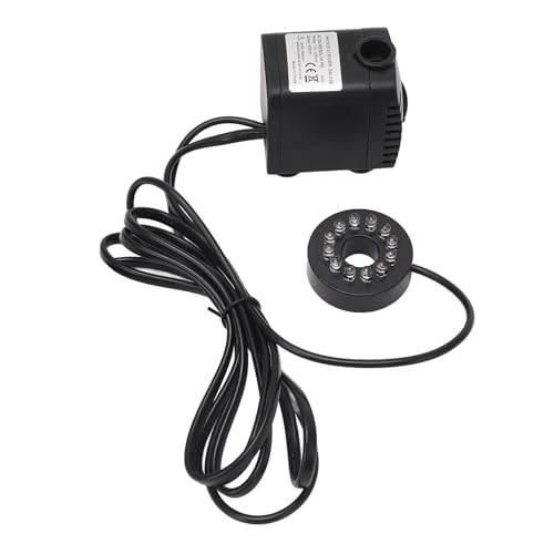 Eujgoov - Submersible Water Pump 600 LPH with LED Light for Aquarium Fish Tank Indoor Fountain Pond Quiet Adjustable