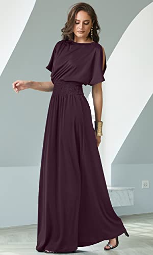 Image of KOH KOH Womens Split Sleeves Smocked Elegant Cocktail Long Maxi Dress