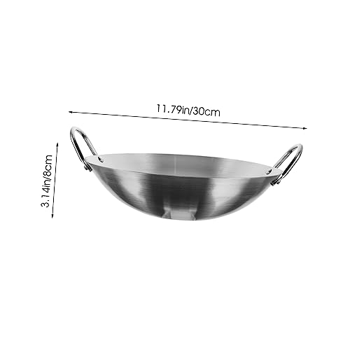 Wok de acero inoxidable con doble asa para cocina miniatura 2