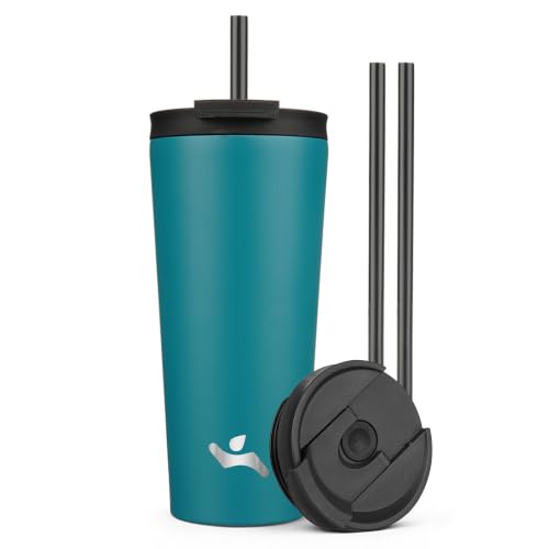 Image of Konokyo 22 oz Insulated Tumbler Water Bottle with Straw Lid, Blue