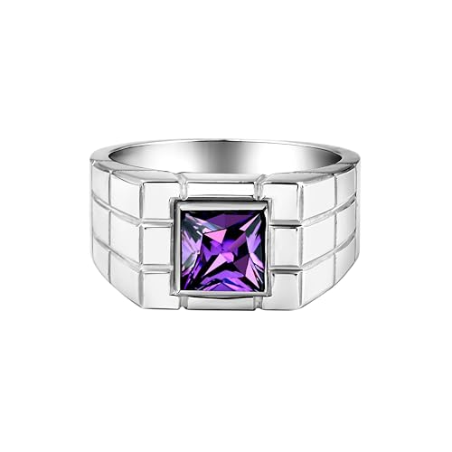 Bague en améthyste pour hommes en argent sterling élégante
