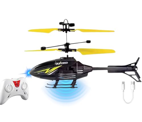 Image of Remote Control Flying Helicopter Toy - Rechargeable RC Helicopter for Kids & Beginners, Lightweight Indoor /Outdoor with USB Charging and 3D Light (B.Yellow)