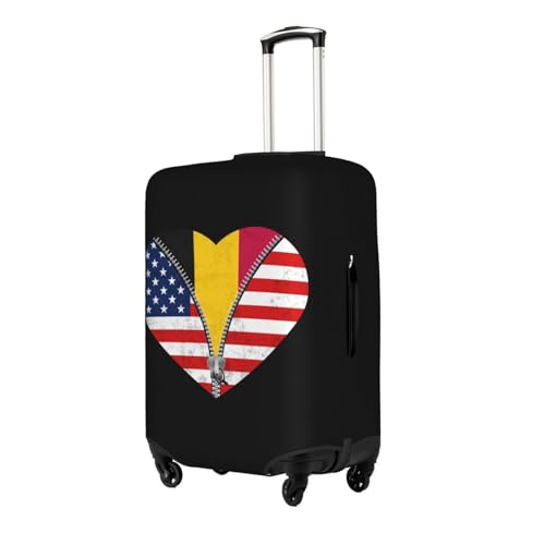 Travel Luggage Cover Heart America Flag And Belgium Flag Fashion Washable Baggage Suitcase Protector Fit For Luggage X-Large2