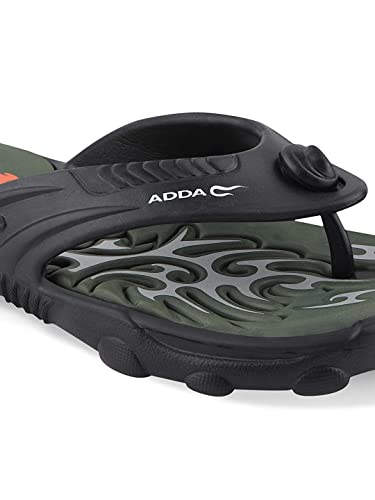 Image of ADDA Comfortable /EXTRASOFT /Durable Black Slippers for Men (BLACK /OLIVE, numeric 9)