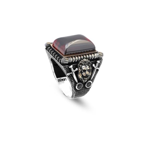 Bague rubis lion épée argent 925 contre ternissement