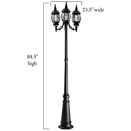 Designers Fountain Riviera 3-Light Outdoor Post Lantern Light With Clear Beveled Glass Shade, Black, 1923-Bk #TOP5