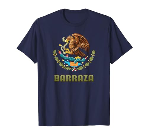 Barraza Nombre Last Name Mexican Flag Mexico Emblem T-Shirt, Men, Navy Blue, X-Large