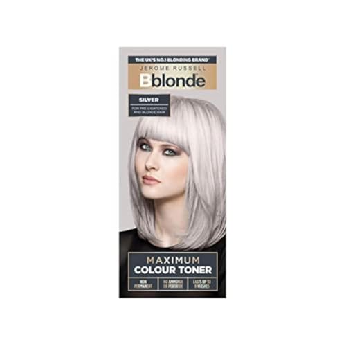 Jerome Russell Bblonde Maximum Color Silver Toner – nicht-permanenter Haartoner für voraufgehelltes und natürlich blondes Haar, Silberhaarfarbe ohne Ammoniak oder Peroxid, hält bis zu 8 Wäschen 75 ml