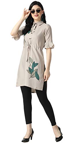 Image of OM SAI LATEST CREATION Designer Slub Cotton Fully Stitched Anarklai Kurti for Women & Girls on Jeans Palazzo or Skirt (Plus Size Upto 2XL)-(Grey)