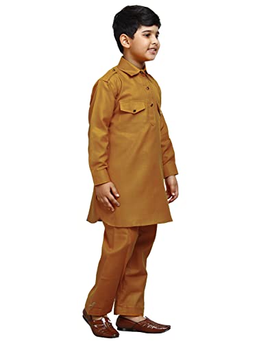 Image of Pro-Ethic Style Developer Kids Ethnic Wear Cotton Pathani Suit for Boys|Plain Kurta Pajama