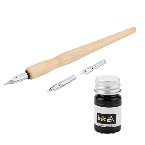 NOENNULL Lot de plumes de stylo de bande dessinée G Pen en acier inoxydable avec porte-plume en bois pour écrire, peindre, signer