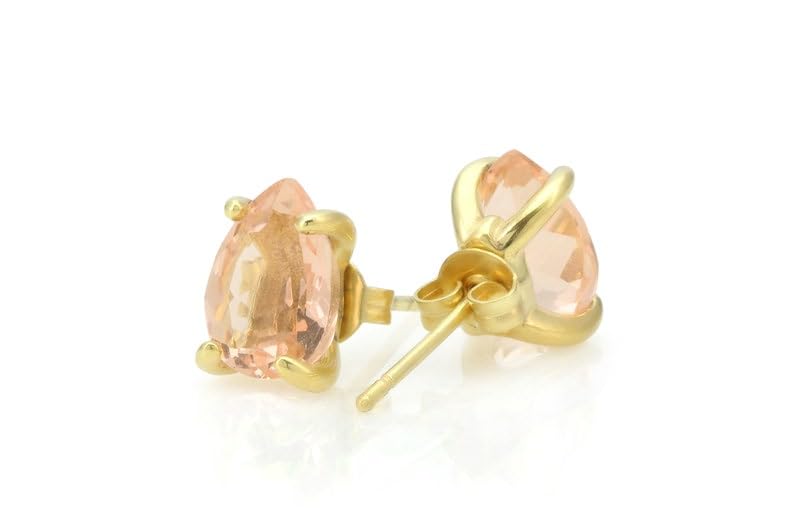 Morganite naturelle puces d'oreilles poire le cadeau idéal - 3