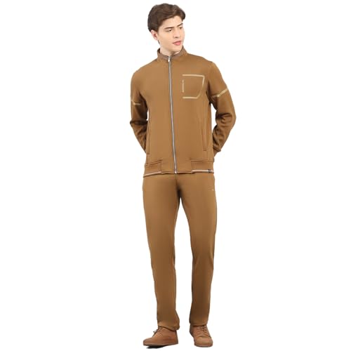 Image of Monte Carlo Men's Regular Fit Solid Stand Collar Full Sleeve Tracksuit| Men Track Suit | Stylish Sportswear Set with Jacket and Lower | Activewear Set For Men's (Pack Of 1)