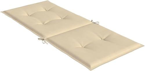 Miniatura 6 de Cojines de silla de jardín con respaldo alto, 6 piezas, color beige, 47.2 x 19.7 x 1.2 pulgadas, cojines de tela para sillas de comedor, cojines