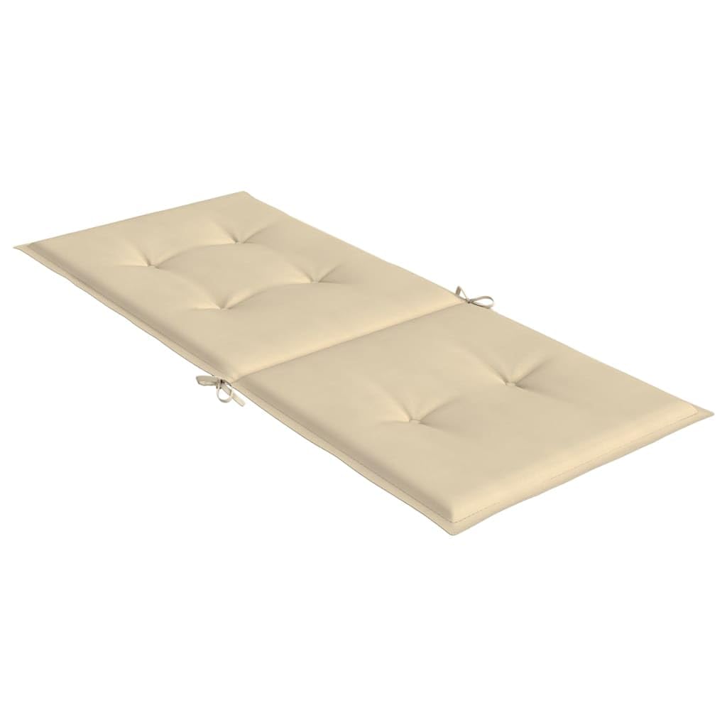 4er Set Gartenstuhlauflagen für Hochlehner Beige 120 x 50 cm, Bequeme Hochlehner-Auflagen mit Schaumstoff-Füllung, Stuhlkissen für Gartenstühle und Hochlehner-Stühle