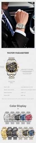 Image of OLEVS Watch for Men Classic Business Dress Analog Quartz Stainless Steel Waterproof Luminous Date Diamond Men Silver Watch