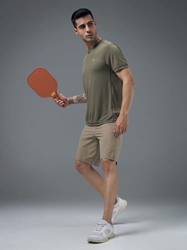 Image of TECHNOSPORT Men's Slim Fit Polyester Activewear Sports T-Shirt with Moisture-Wicking Comfort for Workout, Running & Gym