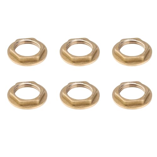 0XBIT 1/2 Zoll Flansch Sechskantmutter, 6 Stück Kontermutter mit Flansch, Messing Wasserhahn Sanitär Fitting Mutter, für Badezimmer Waschbecken Wasserhähne Sanitär Armaturen