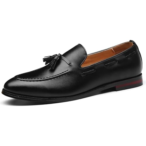 Men's Fashion Loafers Leather Casual Comfortable Tassel Slip On Driving Low Top Flat Shoes Business Dress Shoes