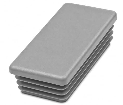 Image of (Pack of 10) Rectangular Plastic Plugs 1-9 /16 inch x 3-5 /32 inch (40 x 80 mm), Matt Tube Inserts, Fence Post Caps, Window Gray RAL 7040
