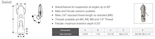 GRIPPLE AL1-SF1/4W-BB14-15FT UL Approved Angel Swivel Female 1/4