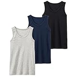 [ニッセン] インナーシャツ 男の子 女の子 綿１００％ベーシックタンクトップ３枚組 モノトーン系(杢グレー+紺+黒) 140