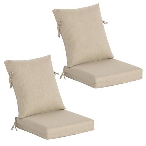 Garden lucky Outdoor Deep Seat Cushions (20x20) 2 Sets, Water-Resistant Fade Resistant Cushions with Removable Covers & High Resilience Foam with YKK Zippers for Patio Furniture,Sand