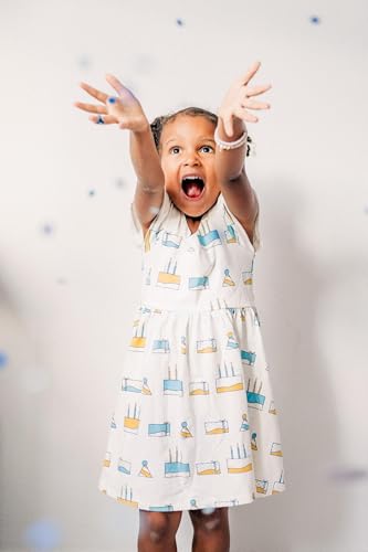 Image of monica + andy Short Sleeve Let's Dance Dress, Organic Cotton Playwear Clothes for Girls, Kids, Toddler & Infant Sizes