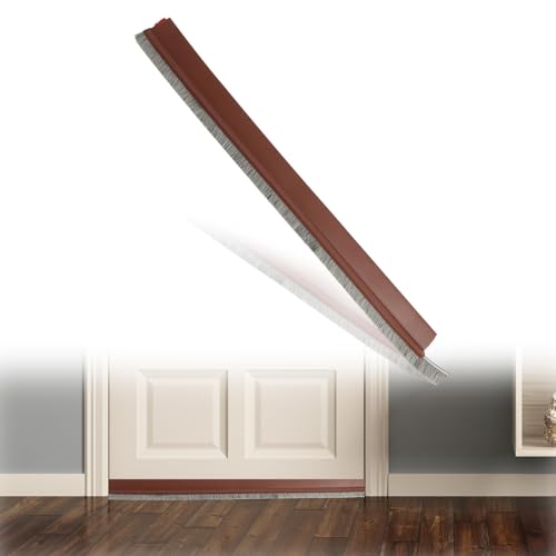 Bande d'Étanchéité de Porte Auto-Adhésive avec Brosse 100cm, Bande de Calfeutrage pour Fenêtre et Porte, Isolante Acoustique, Résistante au Vent, Découpable, Protection Contre la Poussière et les Inse