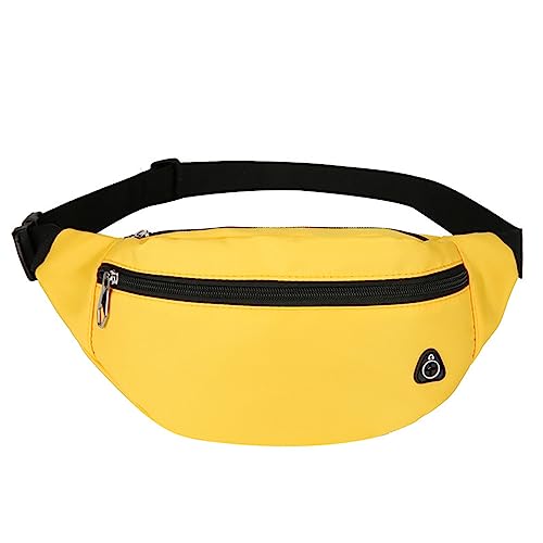 Image of Hixingo Bumbag Fanny Pack for Women or Men, Adjustable Waist Bag with Zipper Large Fashion Belt Bag for Outdoor, Running, Hiking, Dog Walking (34x15x9cm,Yellow)