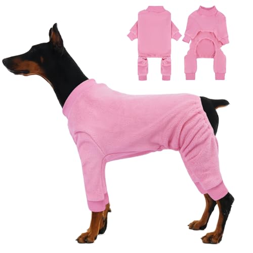 IECOii Dog Coat for Winter, XXL Dog Pajamas for Girls- Soft & Warm, Stretchy & Comfortable Dogs Sleepwear, Long Sleeve Winter Pjs for German Shepherd, Labrador, Machine Washable, Pink, Size 