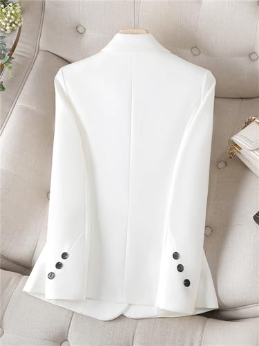 Women Blazer Formal Jacket Long Sleeve Single Breasted Female Work Wear Coat White Blazer M2