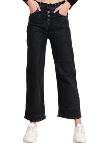 Image of High Waist Bell Bottom Women Denim Jeans |Regular Fit Casual Wear /Office Wear| Jeans with Front 5 Button| Comfy Stylish Trendy Bell Bottom