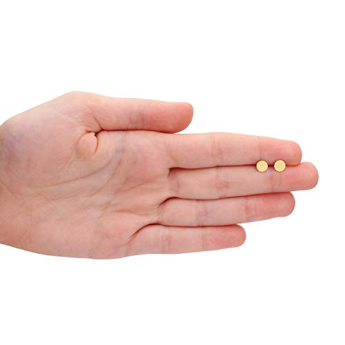 14k Gold Round Disc Studs Flat Circle Dot Earrings | 14-karat Solid Gold Simple Round Stud Earrings for Women4