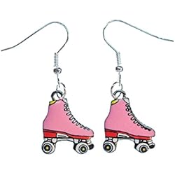 Patines Bota Rosa Aretespatines de ruedas rosado pendientes patines Patines Botas de metal - joyería hecha a mano de manera I pendientes