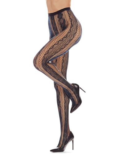 Image of MeMoi Women's Linear Floral Netted Nylon Tights