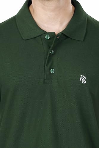 Image of KAUS & SHAN Men's Pure Cotton Regular Fit Solid Half Sleeve Casual & Semi Formal Office Wear Polo T-Shirt