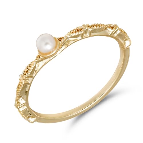 Stfery Anillo solitario fino de 18 quilates, oro amarillo 750, vintage, anillo de compromiso, oro real, para mujer, talla 63 (20.1)