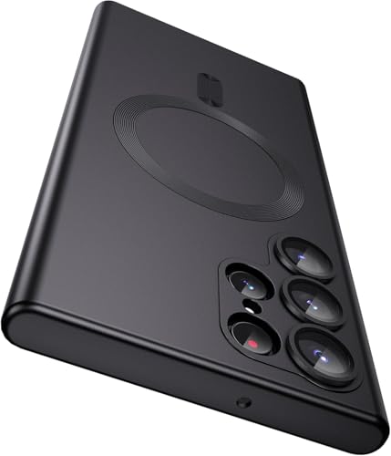 Magnetic for Samsung Galaxy S22 Ultra 5G Case Compatible with Mag-Safe Silicone Slim Thin Phone Cover with Built-in Camera Lens Protector Shockproof Protective Case for S22 Ultra Case Black