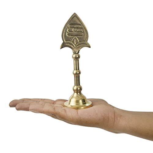 Golden Brass Lord Muruga Vel God Idol with Round Base for Home Pooja/Puja, Murgavel Idol Size - 16 CM