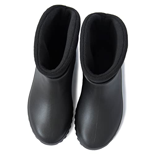 FortMen Federleichte EVA Gefütterte Gummistiefel Damen Thermo 36-41 halbhohe warme Winter Herbst Frühling Stiefel mit Futter Regenschuhe (Schwarz, 39)