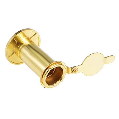 Uxcell Door View, Solid Brass 220-Degree Door Viewer Peephole With Cover For 1-1/2 To 2-1/4 Inch Thick Doors, Polished Gold Finish #TOP2