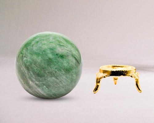 Image of Certified Green Aventurine Crystal Ball for Meditation - Premium Crystal Vastu Items for Home and Feng Shui Items for Good Luck - Ideal for Pooja Supplies and Spiritual Practices (2.5 inch Inch)