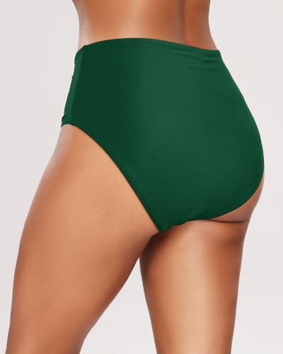 Image of Tempt Me Womens High Cut High Waisted Bikini Bottoms Tummy Control Bathing Suit Bottoms Swim Bottom Swimsuit Bottom