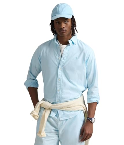 Image of POLO RALPH LAUREN Mens Classic Fit Garment-Dyed Oxford Shirt Sky X-Large