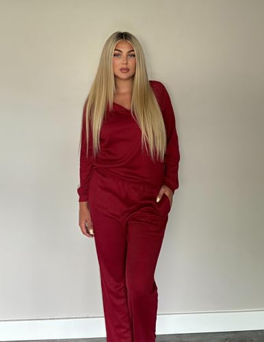 Image of Ekouaer Waffle Knit Pajamas for Women Set Long Sleeve Pants Pj Henley Tops Lounge Sets Comfy Sleepwear with Pockets